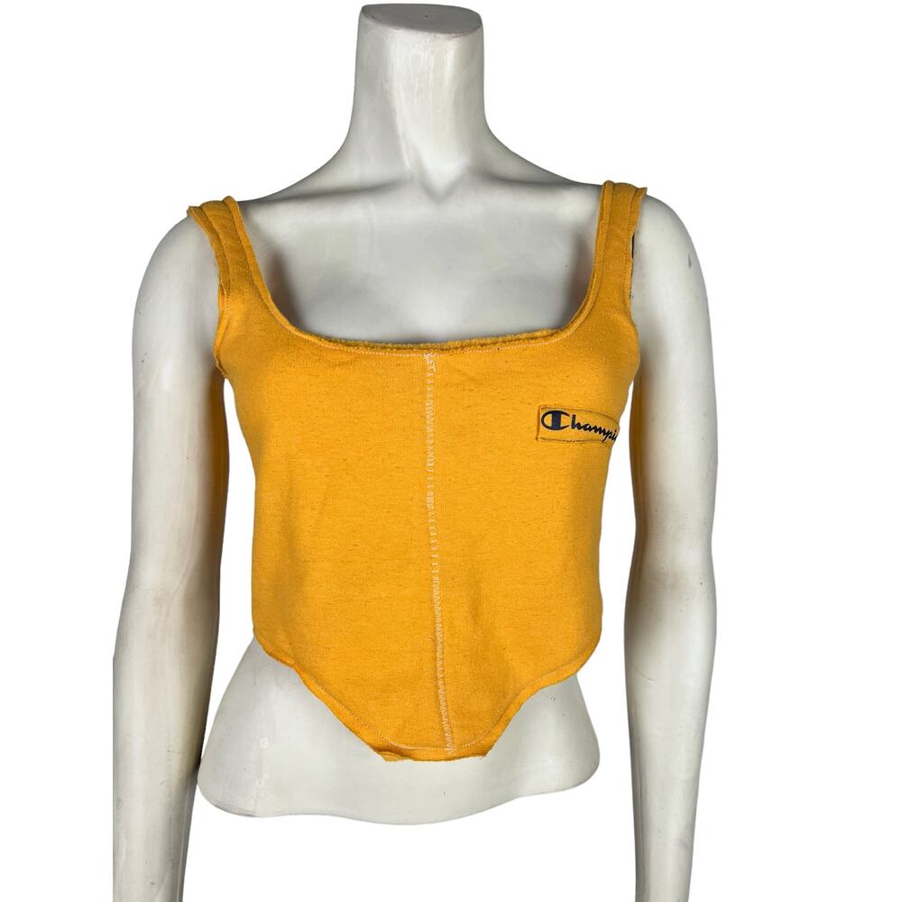 Undone Upcycled Champion corset tank top Shirt Streetwear OOAK Xs S Upcycled